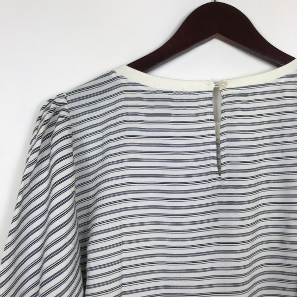 LOFT Women Small Blouse Striped Blue Back Key Hole - Picture 4 of 8